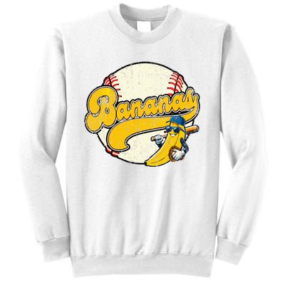 Lets Go Bananas Banana Playing Baseball Baseball Player Sweatshirt