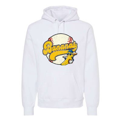 Lets Go Bananas Banana Playing Baseball Baseball Player Premium Hoodie