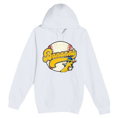 Lets Go Bananas Banana Playing Baseball Baseball Player Premium Pullover Hoodie