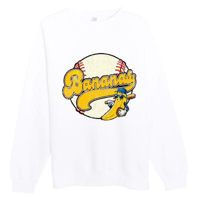 Lets Go Bananas Banana Playing Baseball Baseball Player Premium Crewneck Sweatshirt