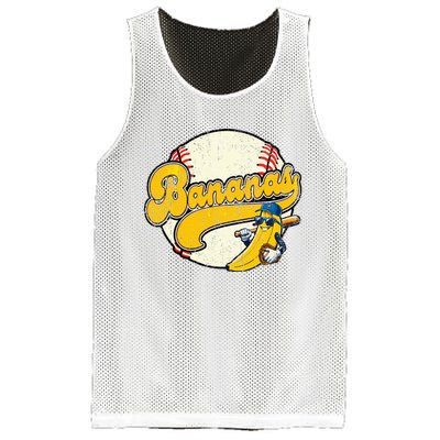 Lets Go Bananas Banana Playing Baseball Baseball Player Mesh Reversible Basketball Jersey Tank