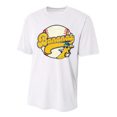 Lets Go Bananas Banana Playing Baseball Baseball Player Performance Sprint T-Shirt