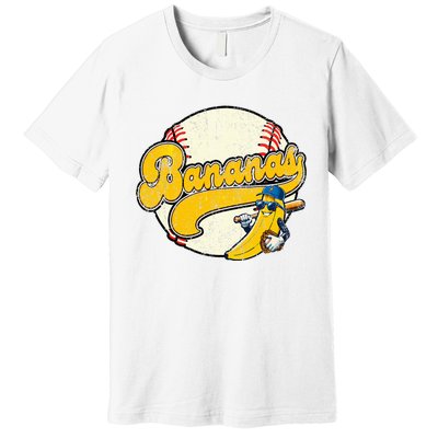 Lets Go Bananas Banana Playing Baseball Baseball Player Premium T-Shirt