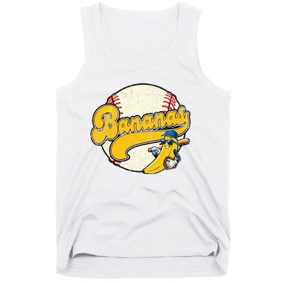 Lets Go Bananas Banana Playing Baseball Baseball Player Tank Top