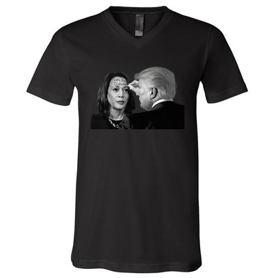 LetS Go Brenda Fun Trump Writes On Kamala HarrisS Forehead V-Neck T-Shirt