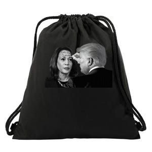 LetS Go Brenda Fun Trump Writes On Kamala HarrisS Forehead Drawstring Bag