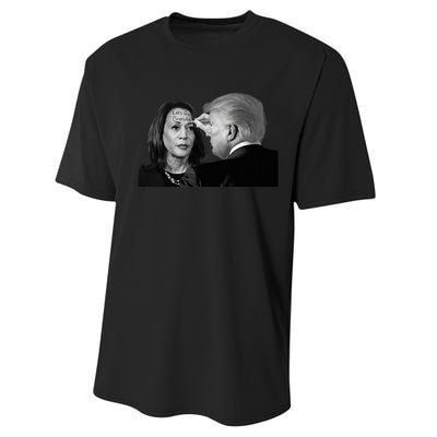 LetS Go Brenda Fun Trump Writes On Kamala HarrisS Forehead Performance Sprint T-Shirt