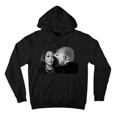 LetS Go Brenda Fun Trump Writes On Kamala HarrisS Forehead Tall Hoodie