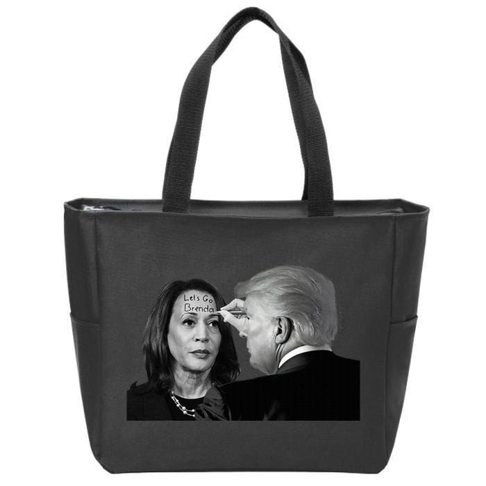 LetS Go Brenda Fun Trump Writes On Kamala HarrisS Forehead Zip Tote Bag