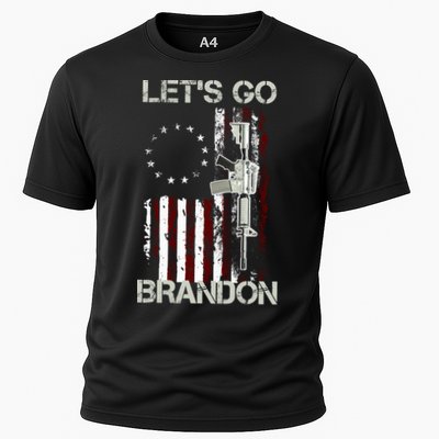 Let's Go Brandon Vintage American Flag Gun Rifle Performance Shirt