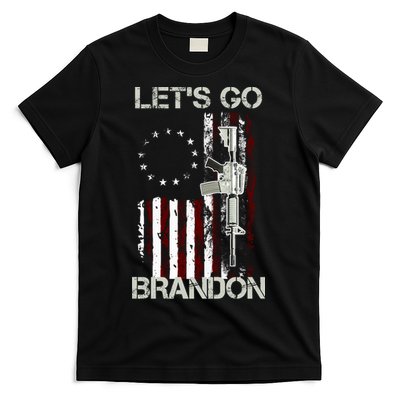 Let's Go Brandon Vintage American Flag Gun Rifle T-Shirt