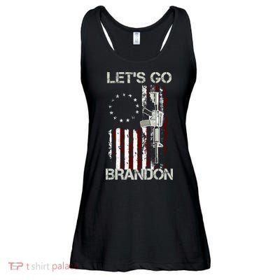Let's Go Brandon Vintage American Flag Gun Rifle Ladies Essential Flowy Tank