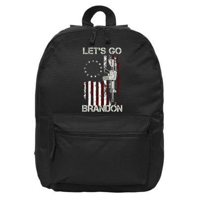 Let's Go Brandon Vintage American Flag Gun Rifle 16 in Basic Backpack
