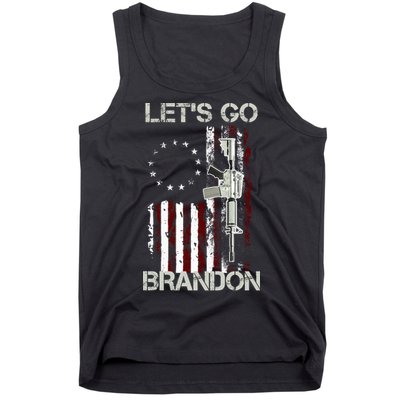 Let's Go Brandon Vintage American Flag Gun Rifle Tank Top