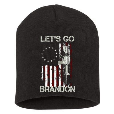 Let's Go Brandon Vintage American Flag Gun Rifle Short Acrylic Beanie