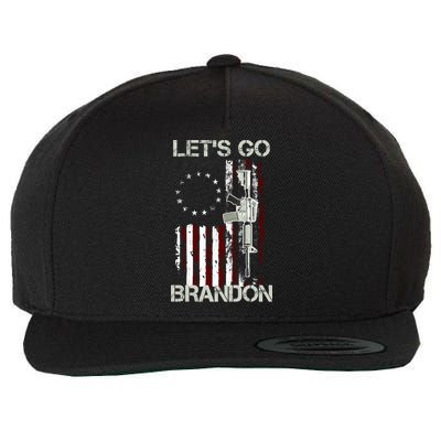 Let's Go Brandon Vintage American Flag Gun Rifle Wool Snapback Cap