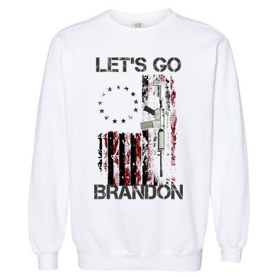 Let's Go Brandon Vintage American Flag Gun Rifle Garment-Dyed Sweatshirt