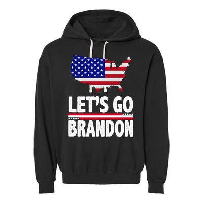 Let's Go Brandon USA American Flag Map Garment-Dyed Fleece Hoodie