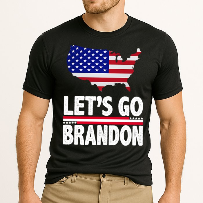 Let's Go Brandon USA American Flag Map Performance Shirt