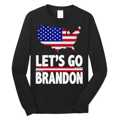 Let's Go Brandon USA American Flag Map Long Sleeve Shirt