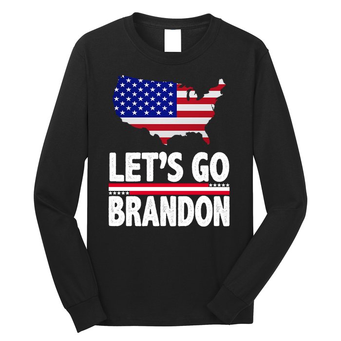 Let's Go Brandon USA American Flag Map Long Sleeve Shirt