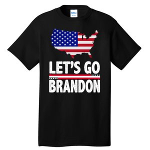 Let's Go Brandon USA American Flag Map Tall T-Shirt