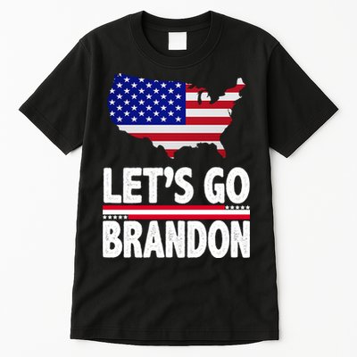 Let's Go Brandon USA American Flag Map Tall T-Shirt