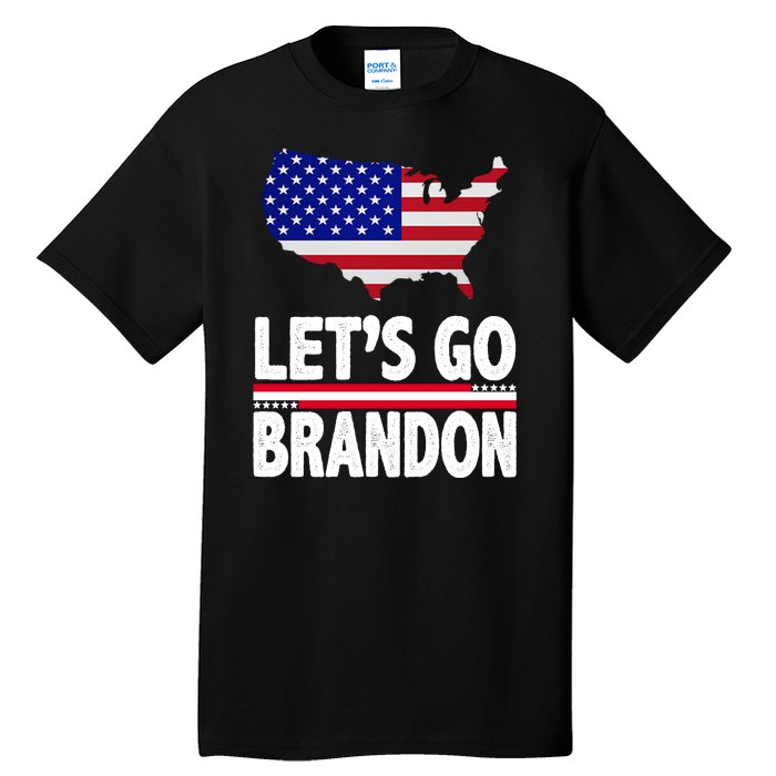 Let's Go Brandon USA American Flag Map Tall T-Shirt