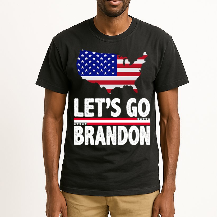 Let's Go Brandon USA American Flag Map Tall T-Shirt