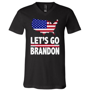 Let's Go Brandon USA American Flag Map V-Neck T-Shirt