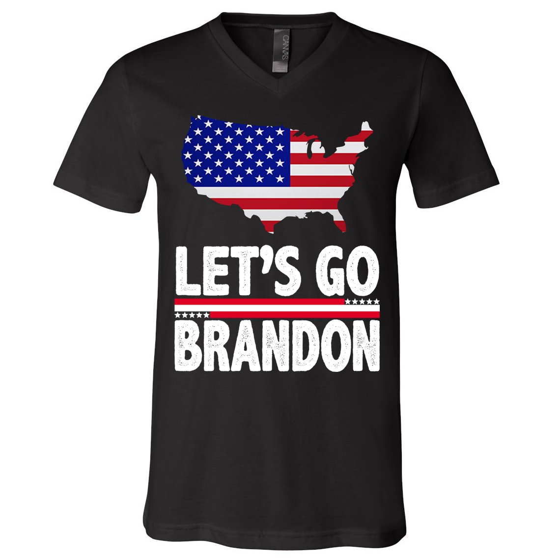 Let's Go Brandon USA American Flag Map V-Neck T-Shirt