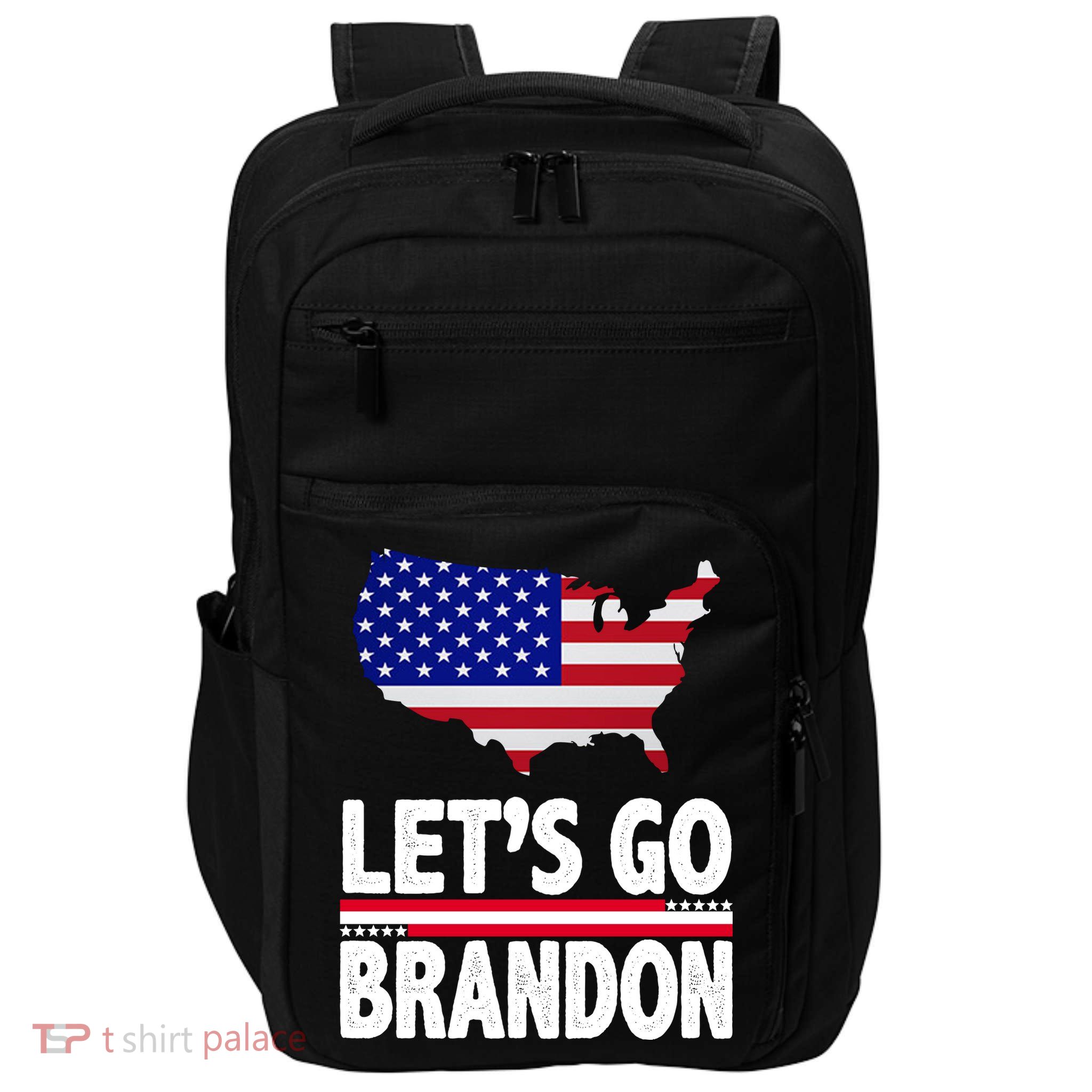 Let's Go Brandon USA American Flag Map Impact Tech Backpack