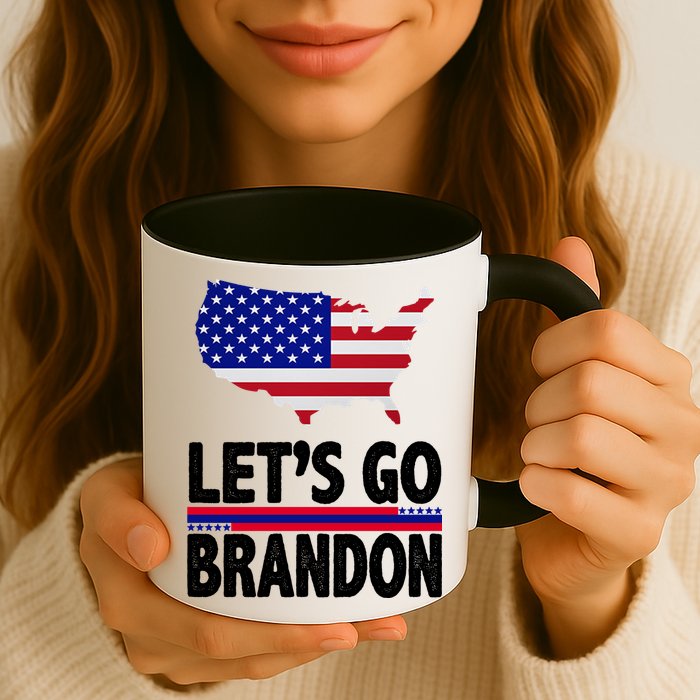 Let's Go Brandon USA American Flag Map Mug