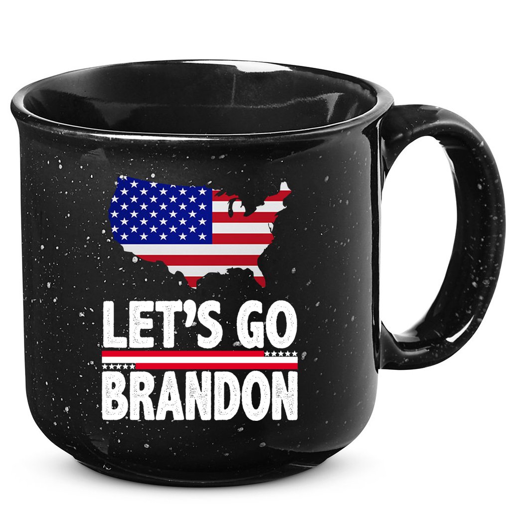 Let's Go Brandon USA American Flag Map 15oz Campfire Ceramic Mug