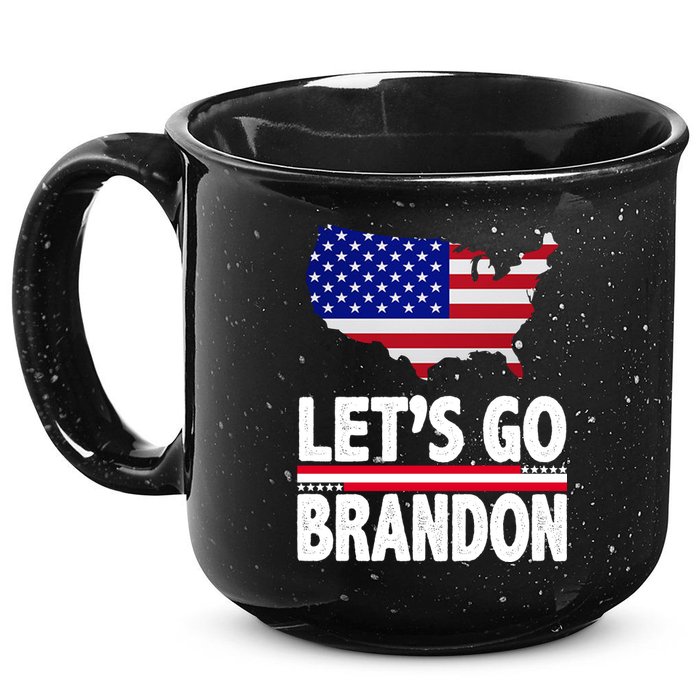 Let's Go Brandon USA American Flag Map 15oz Campfire Ceramic Mug