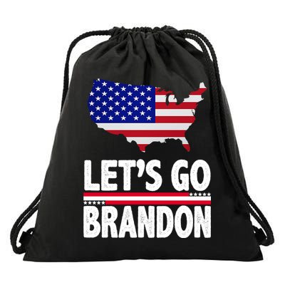 Let's Go Brandon USA American Flag Map Drawstring Bag