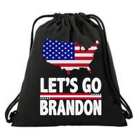 Let's Go Brandon USA American Flag Map Drawstring Bag