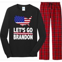 Let's Go Brandon USA American Flag Map Long Sleeve Pajama Set