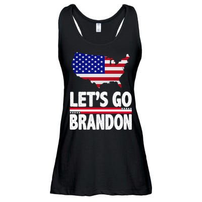 Let's Go Brandon USA American Flag Map Ladies Essential Flowy Tank