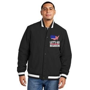 Let's Go Brandon USA American Flag Map Insulated Varsity Jacket