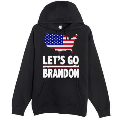 Let's Go Brandon USA American Flag Map Premium Pullover Hoodie