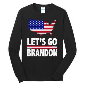 Let's Go Brandon USA American Flag Map Tall Long Sleeve T-Shirt