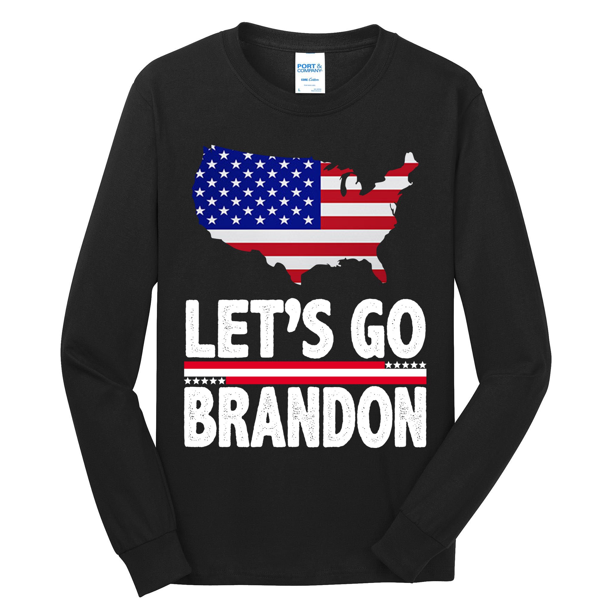 Let's Go Brandon USA American Flag Map Tall Long Sleeve T-Shirt