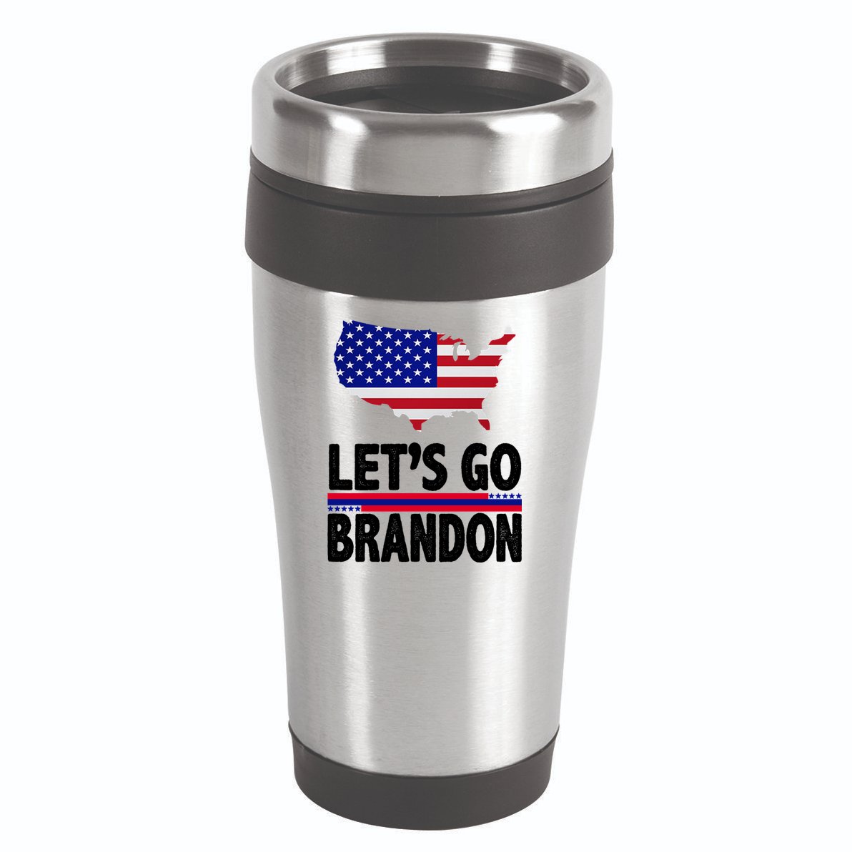 Let's Go Brandon USA American Flag Map 16oz Travel Tumbler