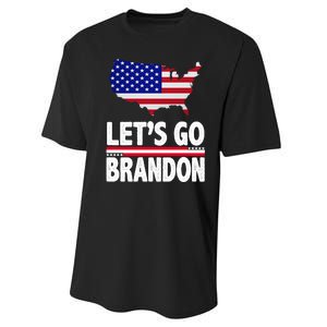 Let's Go Brandon USA American Flag Map Performance Sprint T-Shirt