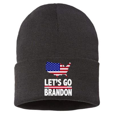 Let's Go Brandon USA American Flag Map Sustainable Knit Beanie