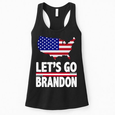 Let's Go Brandon USA American Flag Map Womens Tank Top