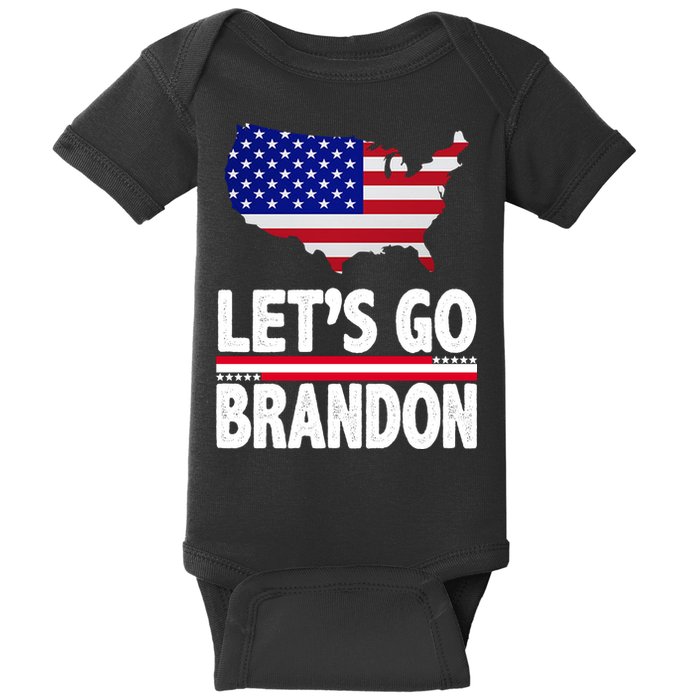 Let's Go Brandon USA American Flag Map Baby Bodysuit