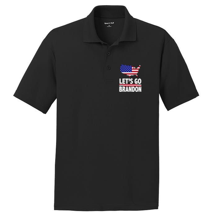 Let's Go Brandon USA American Flag Map PosiCharge RacerMesh Polo