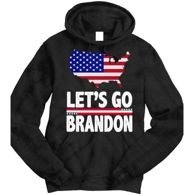 Let's Go Brandon USA American Flag Map Tie Dye Hoodie